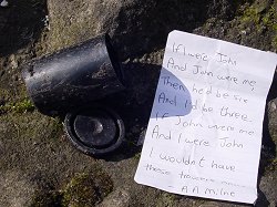 Our first UK cache! Somebody put in a piece of paper with an A.A. Milne poem scribbled on it